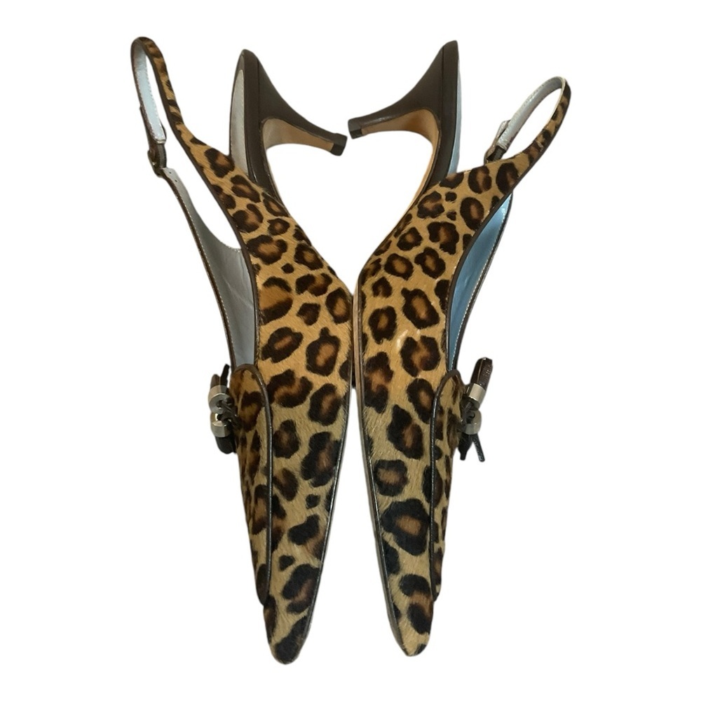 Lambertson Truex Women’s Size 39 Pony Hair Animal Print Slingback Pumps Sandals - Picture 5 of 16